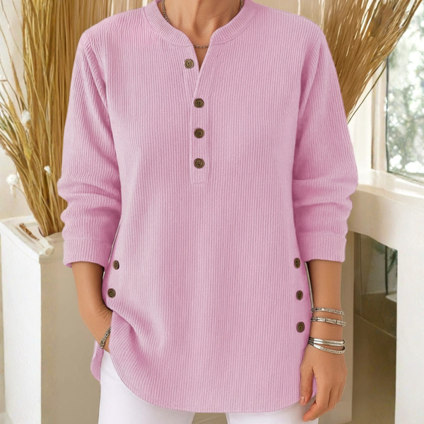 Damen Pullover Regular Fit Casual mit dekorativen Knöpfen