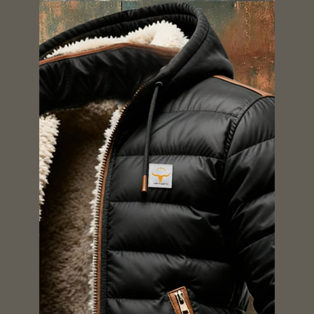 Herren Steppjacke Schwarz Sherpa Futter Regular Fit Freizeit
