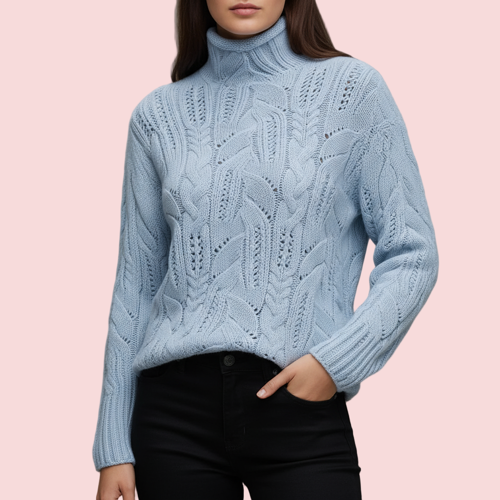 Damen Rollkragenpullover Relaxed Fit mit geometrischem Muster