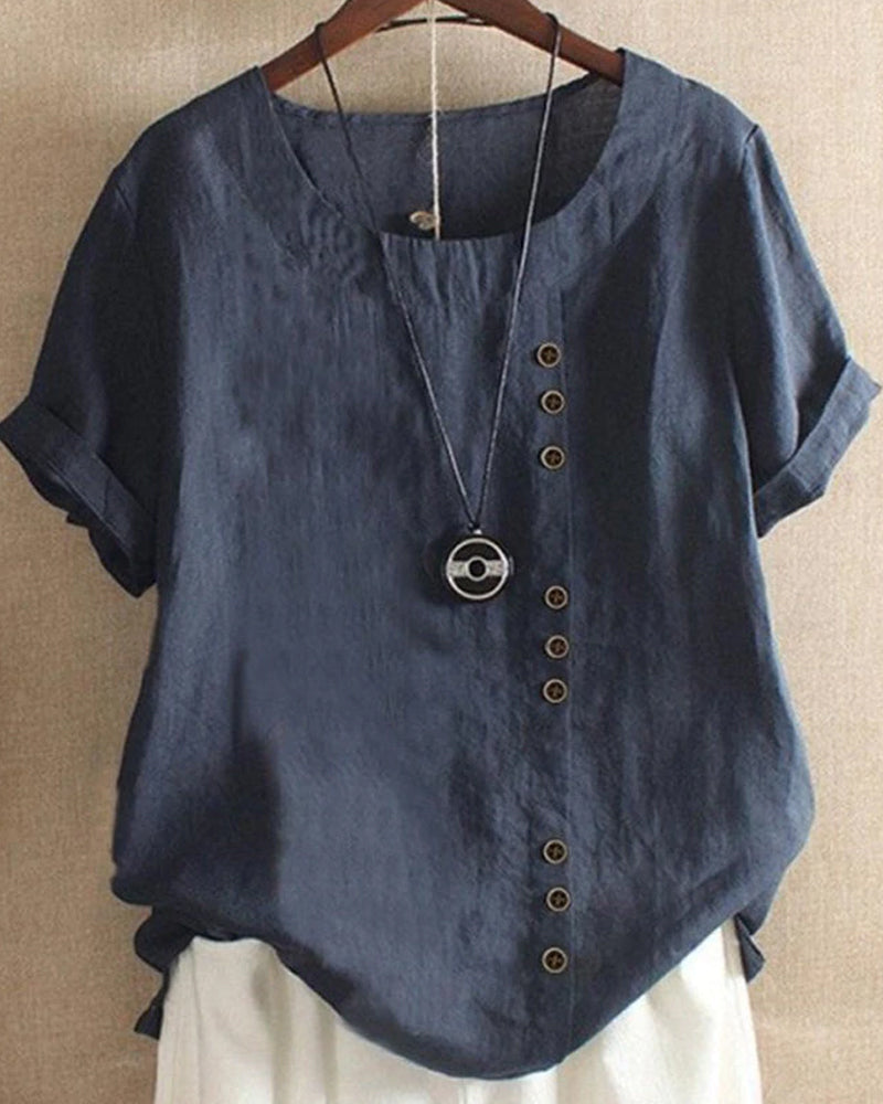 Damen Bluse Regular Fit Kurzarm Casual Elegant
