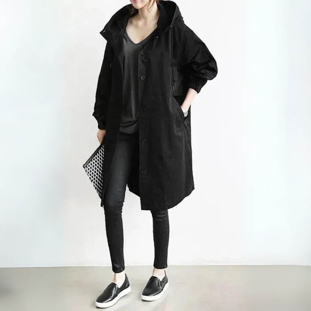 Damen Trenchcoat Lang Relaxed Fit Casual Elegant