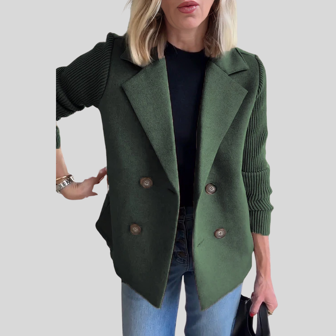 Damen Blazer Regular Fit Business Elegant mit Strickärmeln
