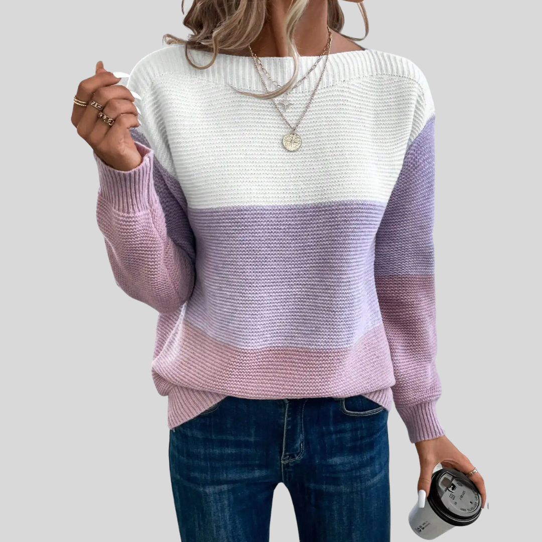Damen Strickpullover Oversize mit Ombre-Farbverlauf