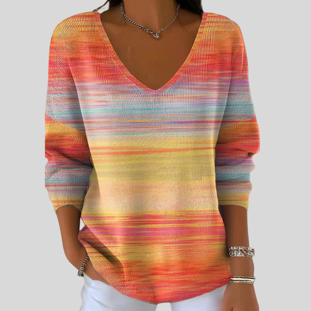 Damen V-Ausschnitt Pullover Relaxed Fit Freizeit Herbst