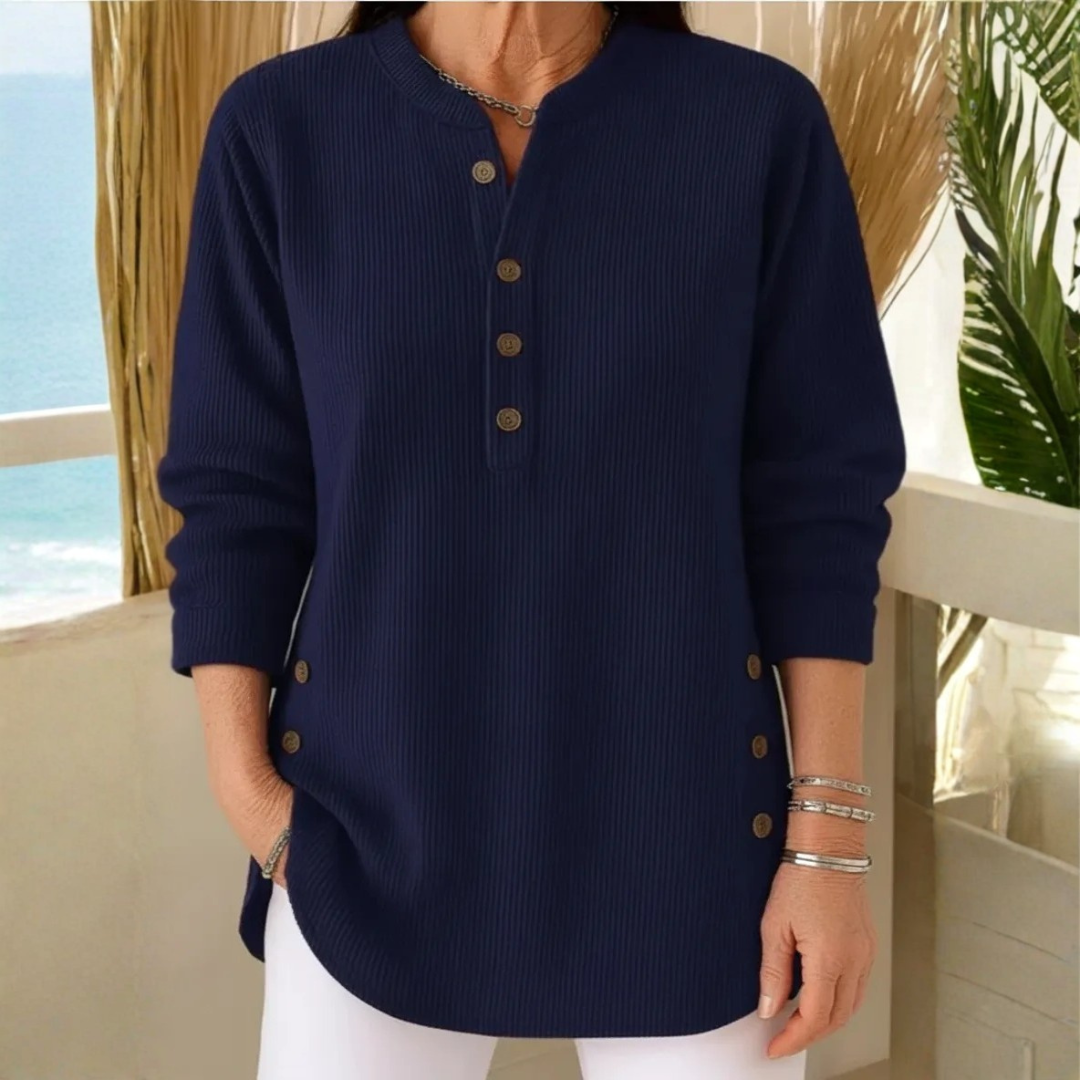 Damen Pullover Regular Fit Casual mit dekorativen Knöpfen