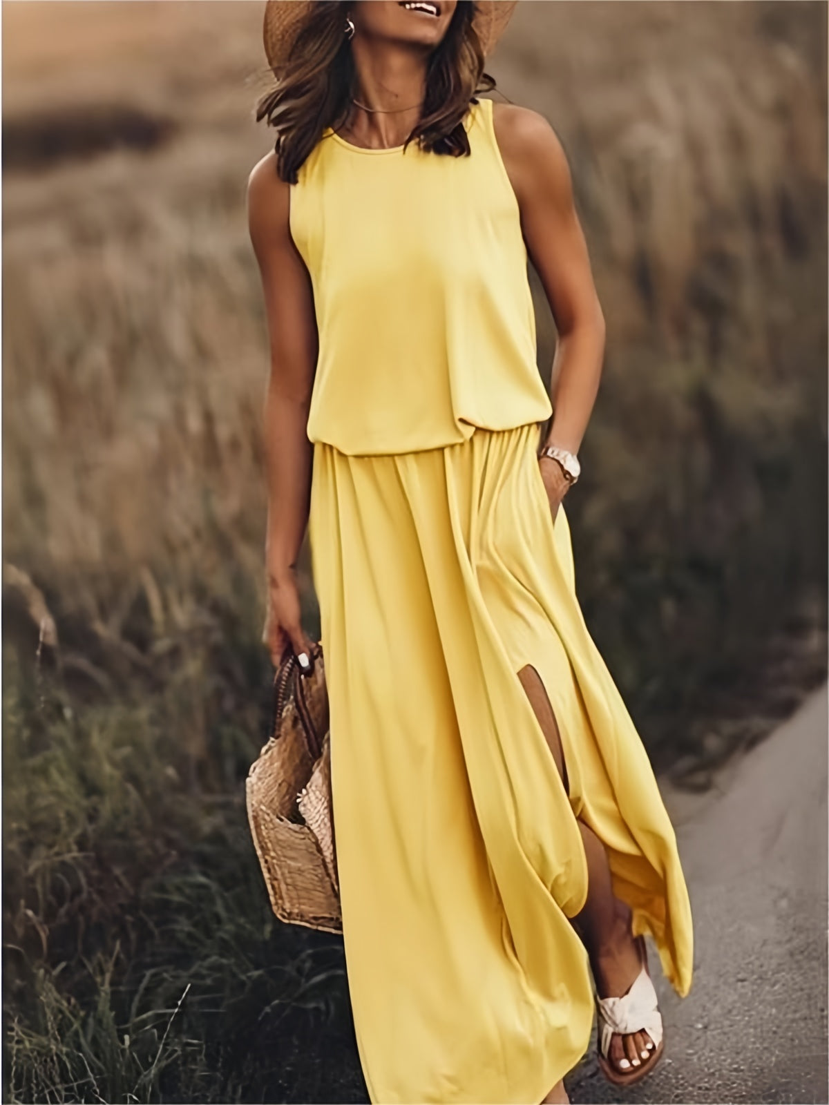Damen Maxikleid Boho Relaxed Fit Freizeit Sommer