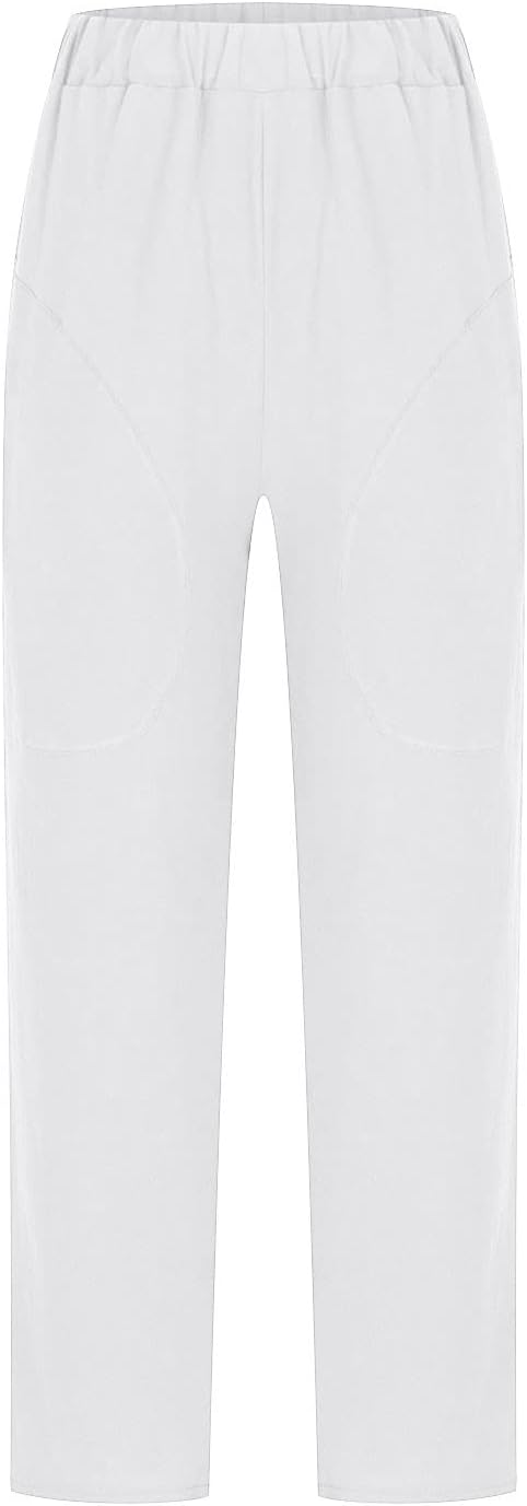 Damen Leinenhose Relaxed Fit Casual Freizeit Elegant