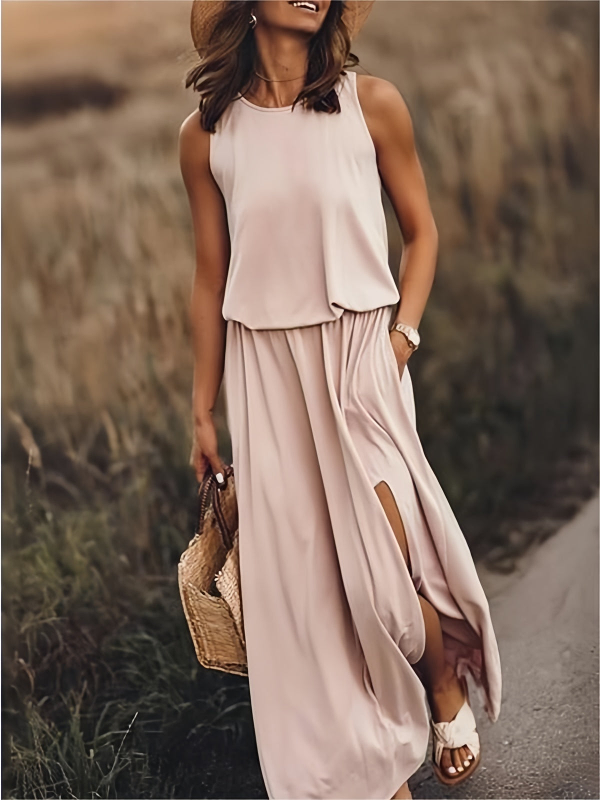 Damen Maxikleid Boho Relaxed Fit Freizeit Sommer