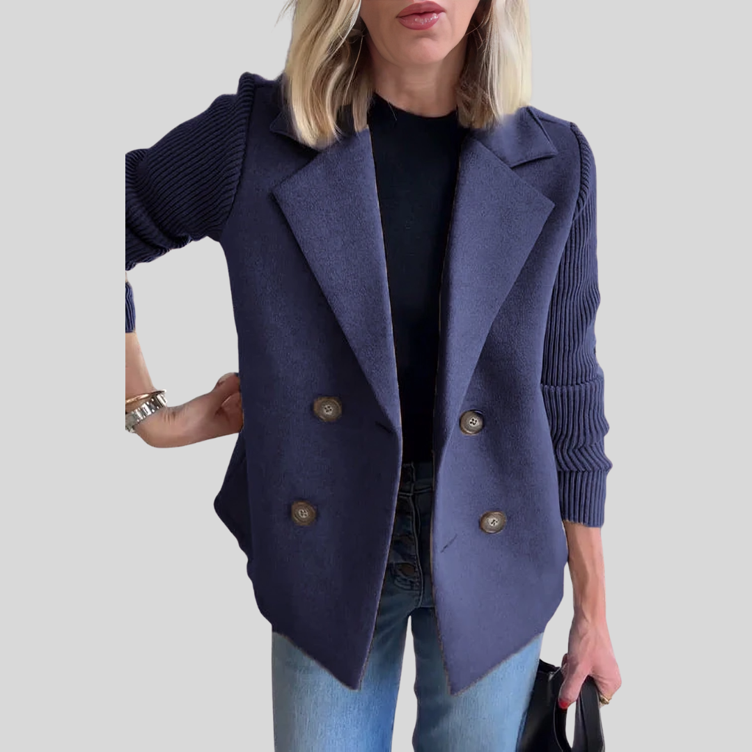 Damen Blazer Regular Fit Business Elegant mit Strickärmeln