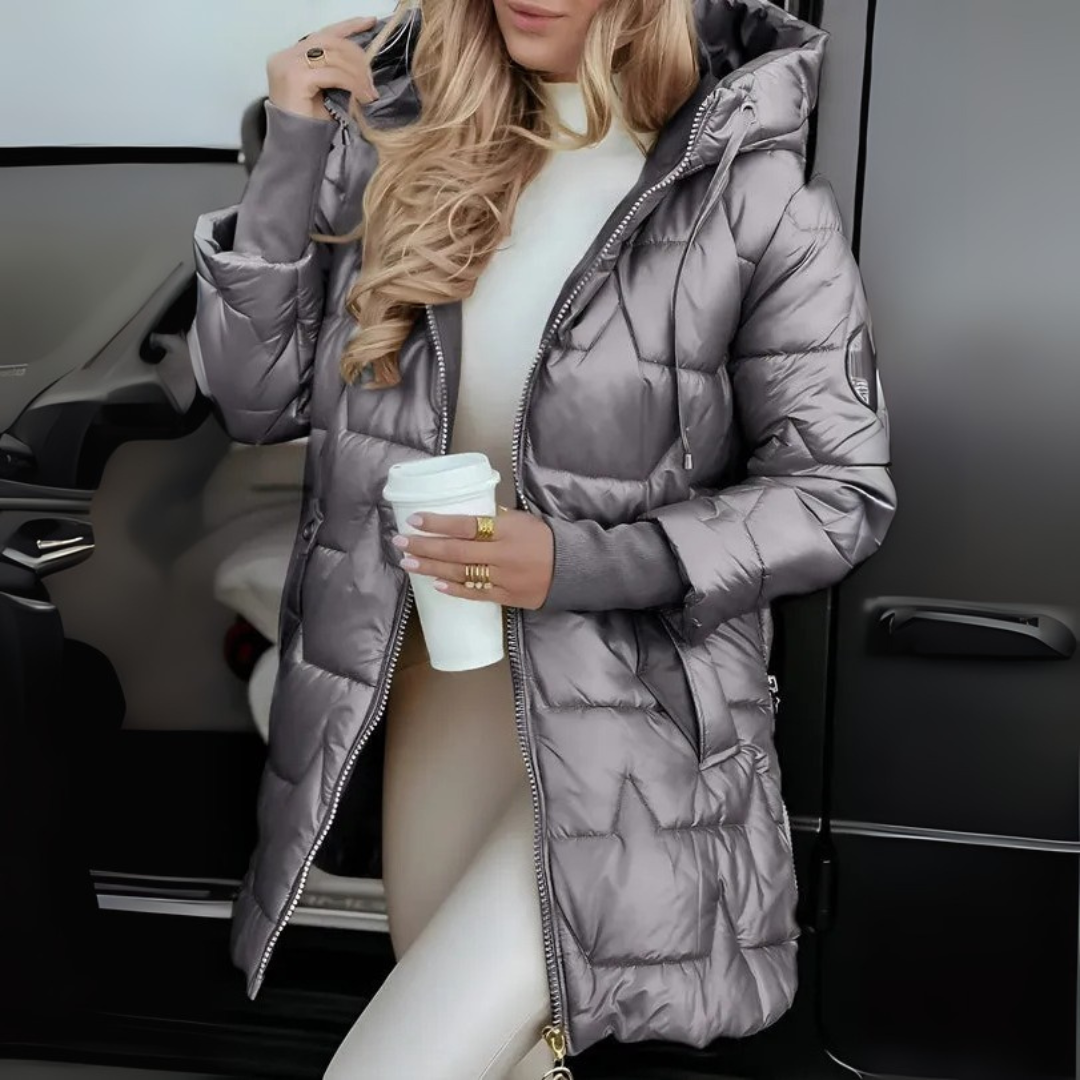 Eleganter Wintermantel Damen Regular Fit Freizeit mit Kapuze