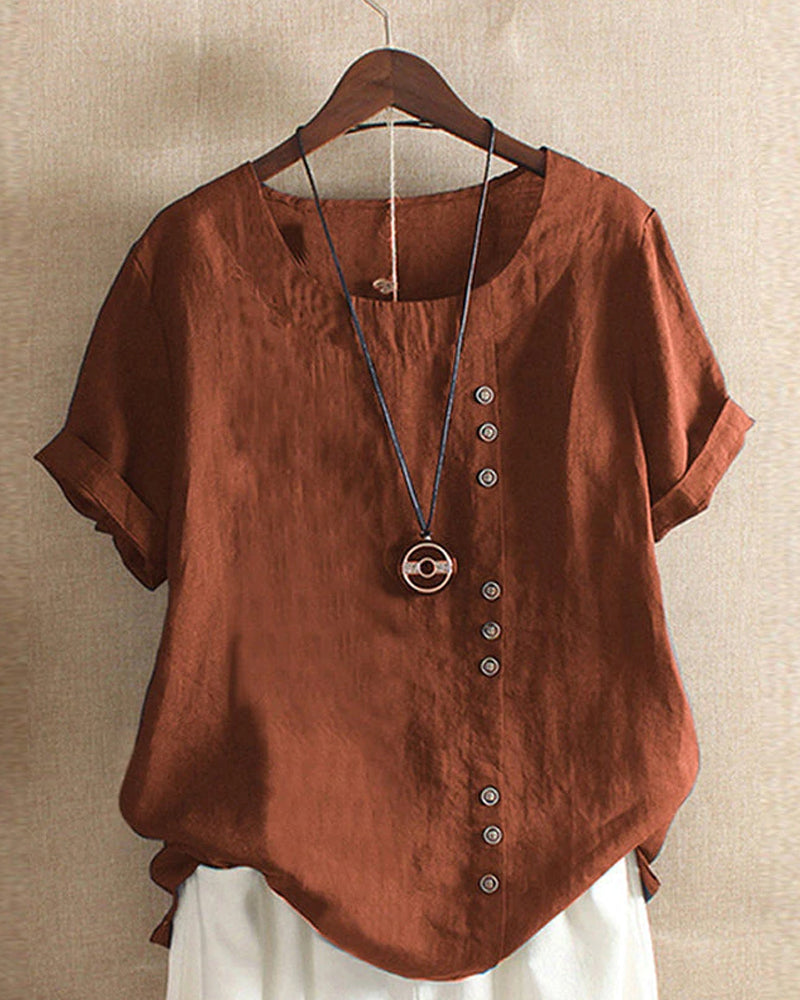 Damen Bluse Regular Fit Kurzarm Casual Elegant