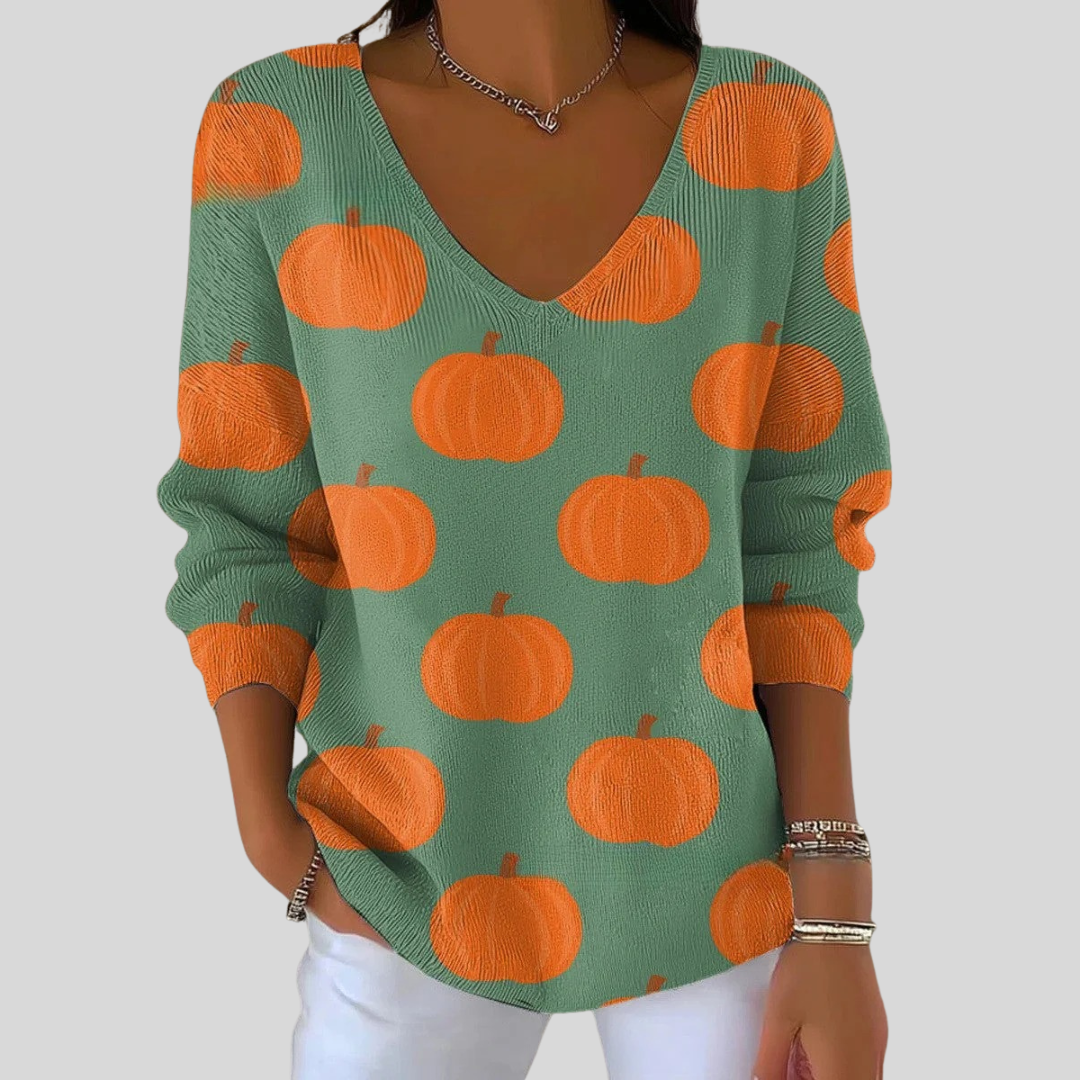 Damen V-Ausschnitt Pullover Relaxed Fit Freizeit Herbst