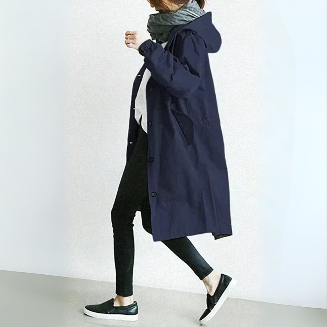 Damen Trenchcoat Lang Relaxed Fit Casual Elegant