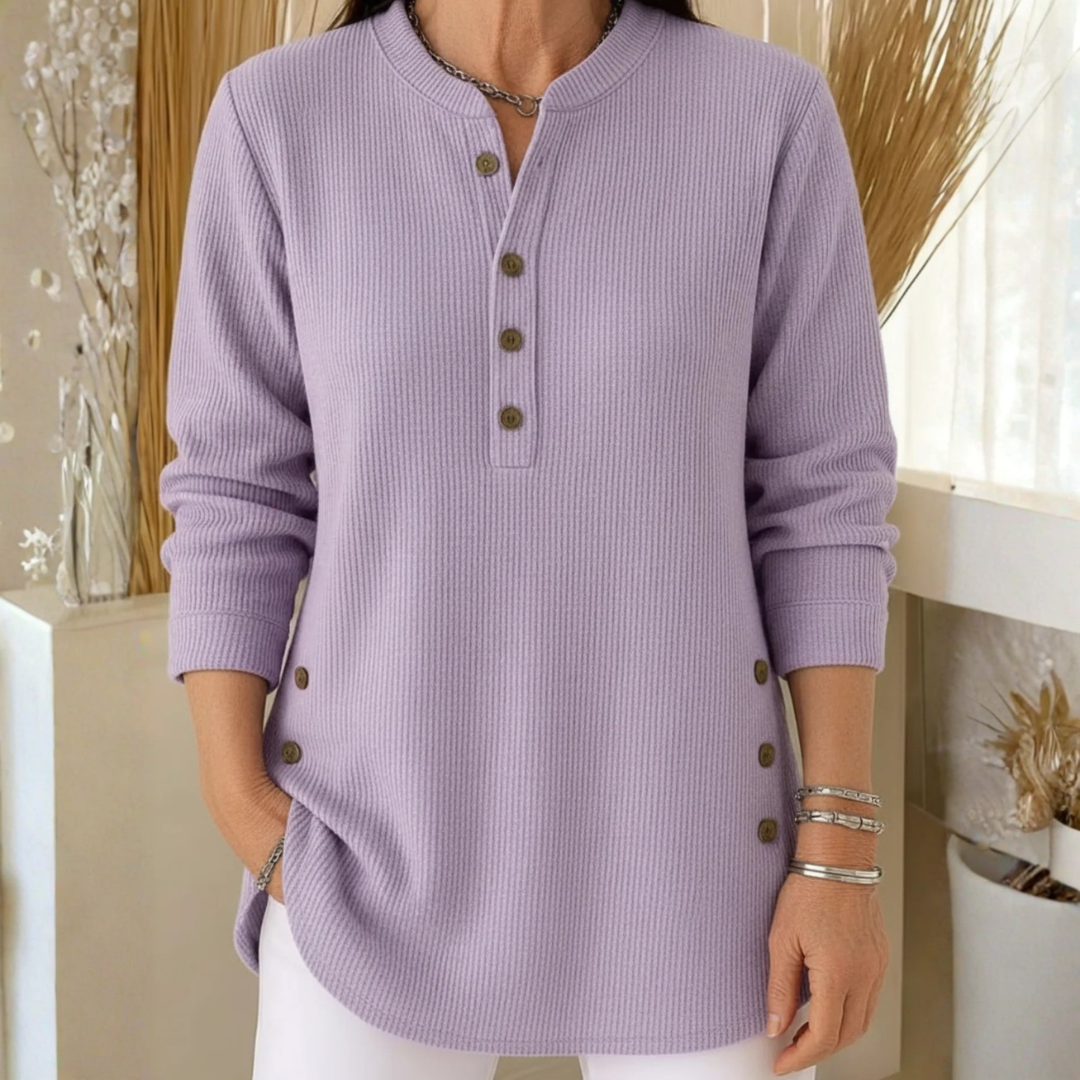 Damen Pullover Regular Fit Casual mit dekorativen Knöpfen