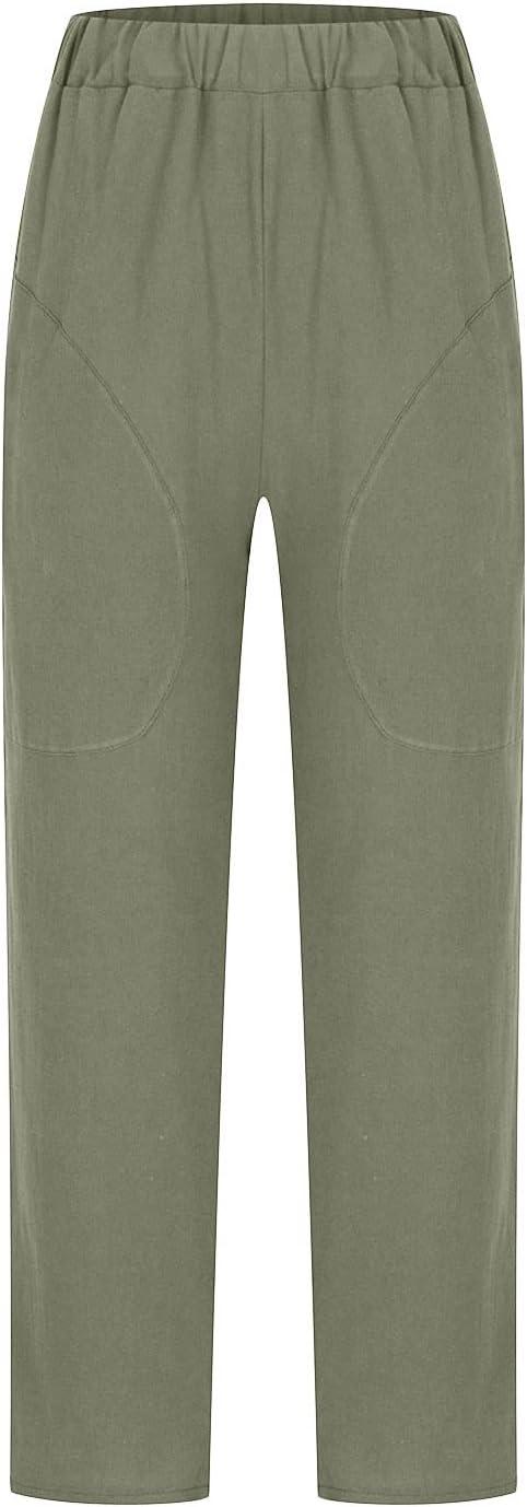 Damen Leinenhose Relaxed Fit Casual Freizeit Elegant