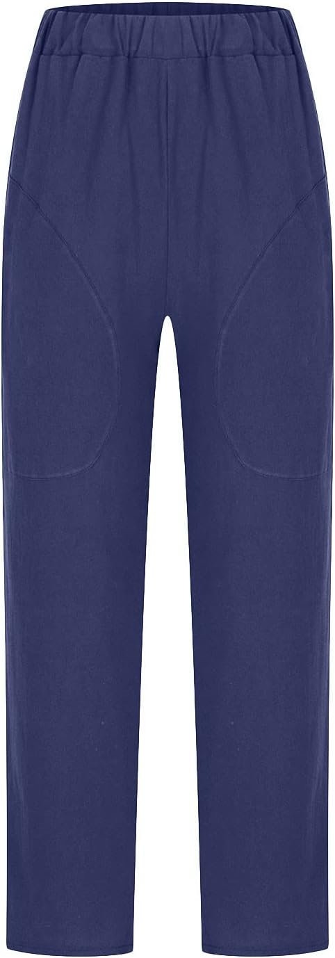 Damen Leinenhose Relaxed Fit Casual Freizeit Elegant
