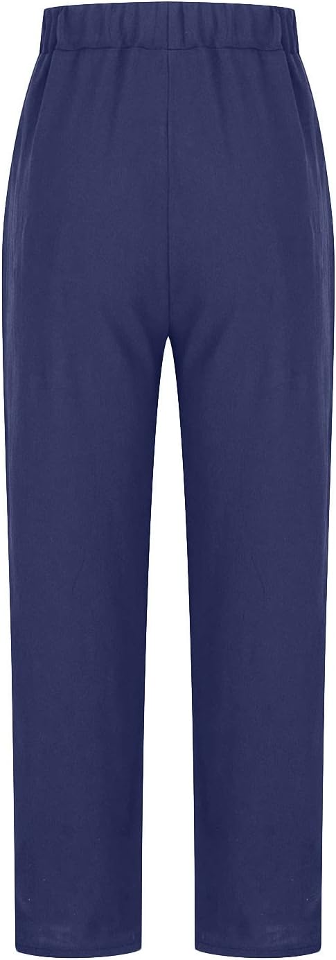 Damen Leinenhose Relaxed Fit Casual Freizeit Elegant