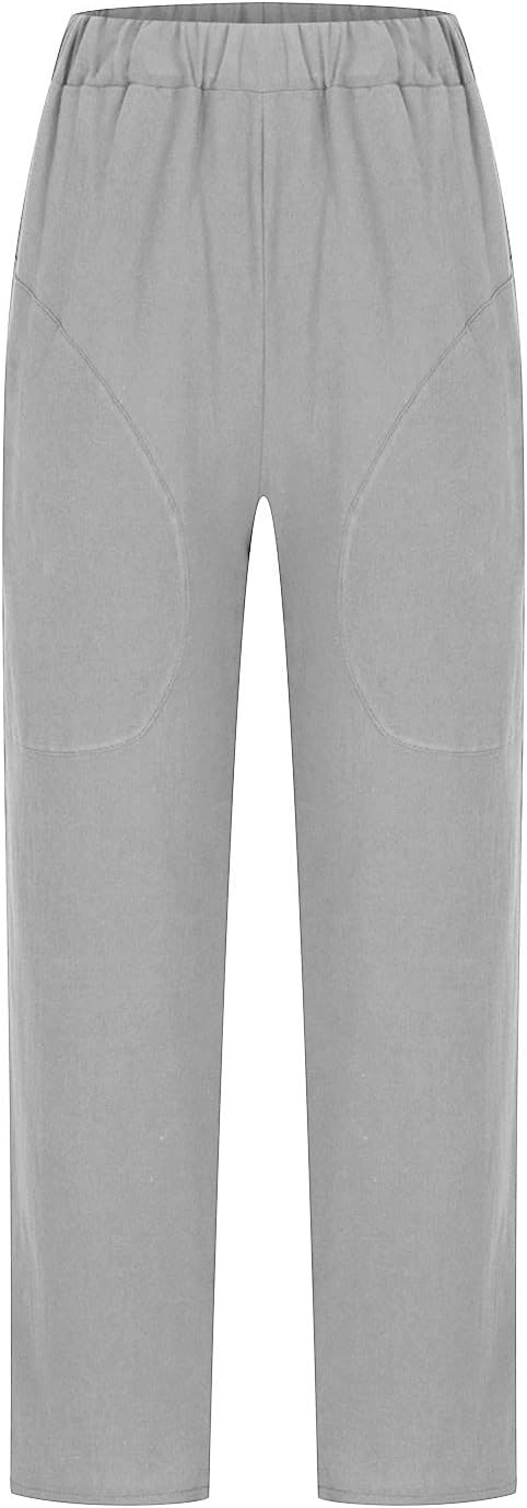 Damen Leinenhose Relaxed Fit Casual Freizeit Elegant