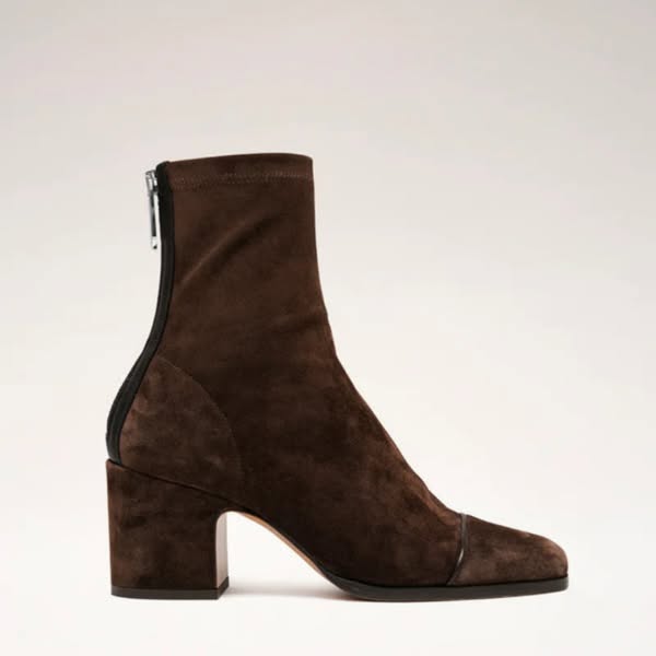 Damen Stiefeletten Wildleder-Optik mit quadratischer Zehenform und Blockabsatz