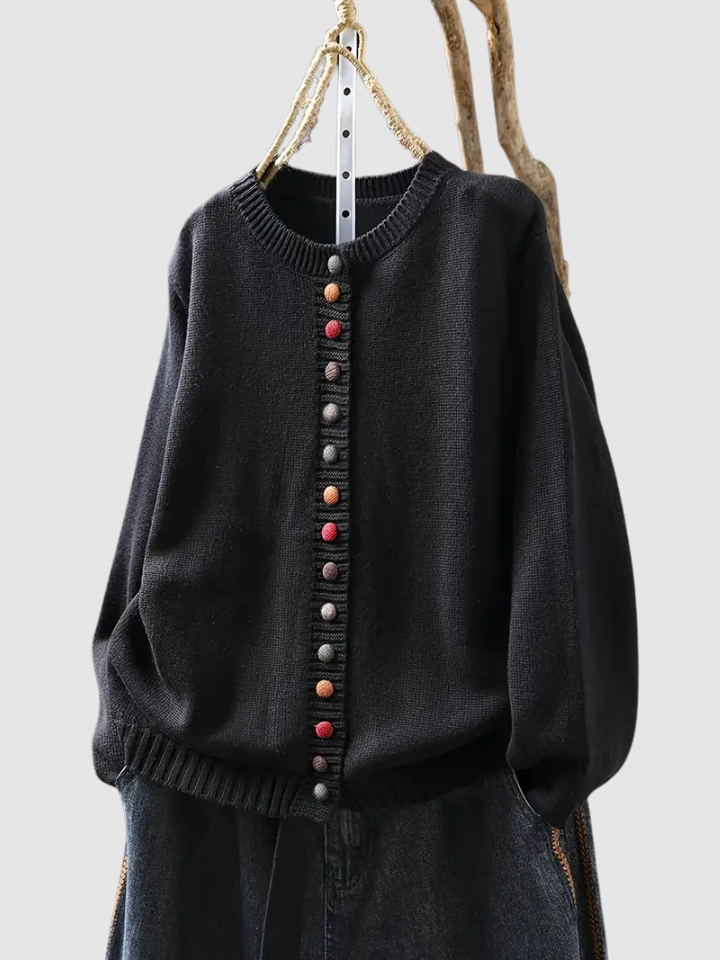 Damen Strickjacke Relaxed Fit mit bunten Knöpfen