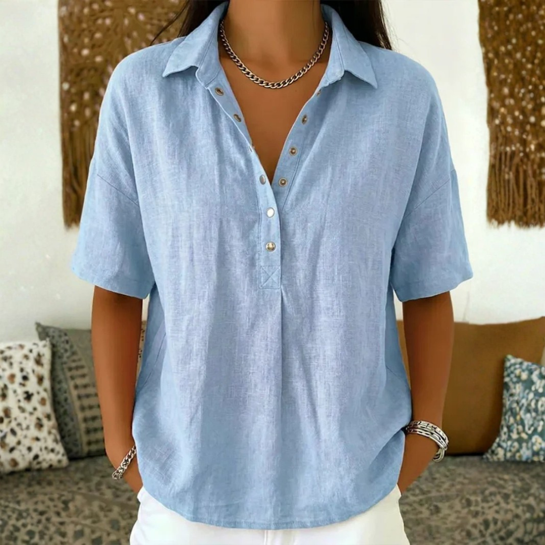 Damenbluse Regular Fit Elegant mit Knopfleiste für Alltag