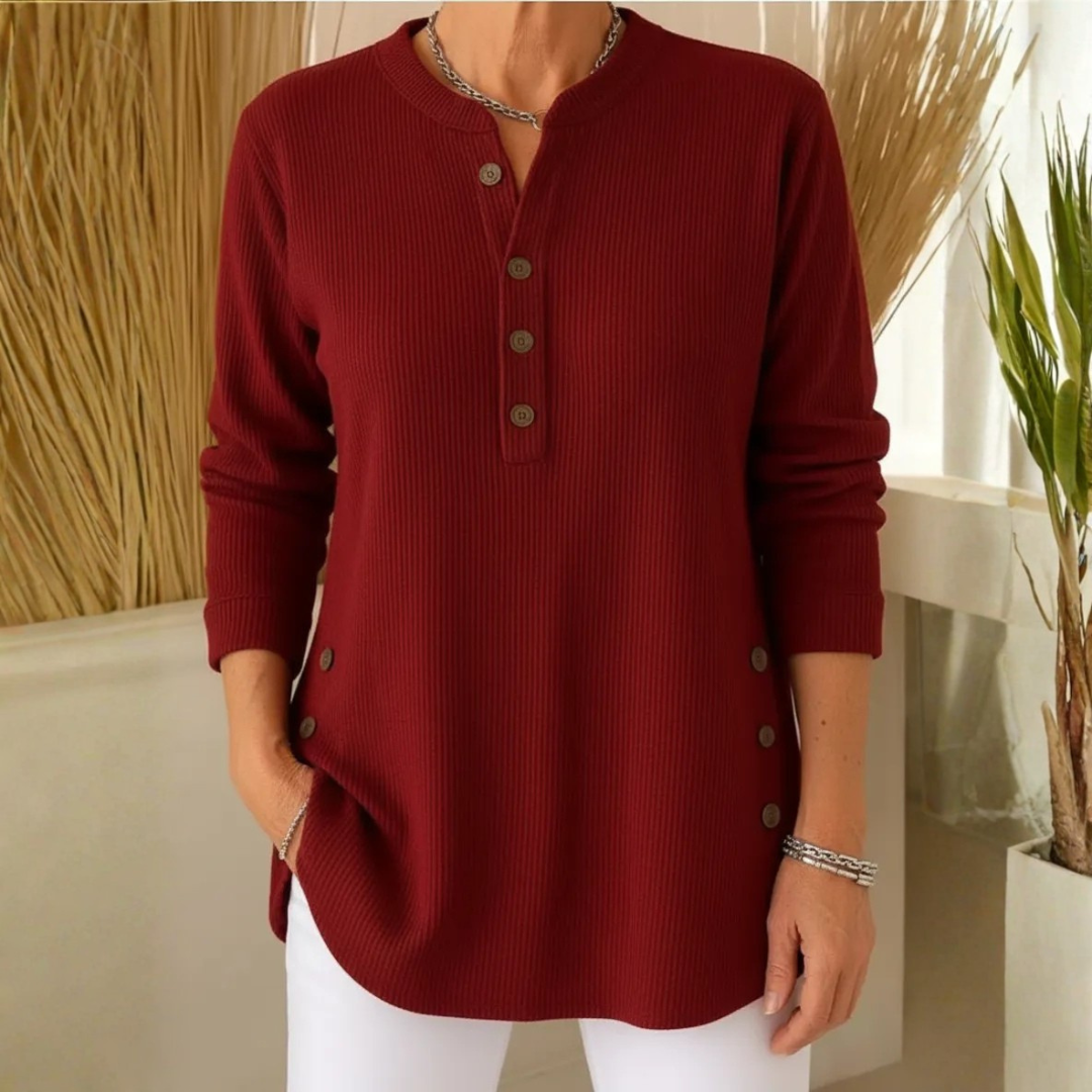 Damen Pullover Regular Fit Casual mit dekorativen Knöpfen