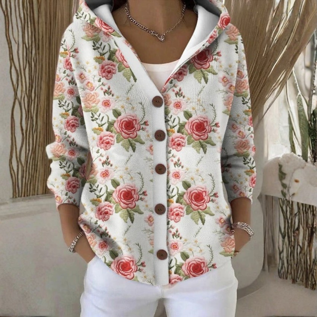 Damen Strickjacke mit Kapuze Casual Regular Fit Freizeit