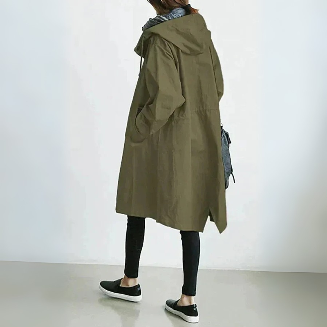 Damen Trenchcoat Lang Relaxed Fit Casual Elegant