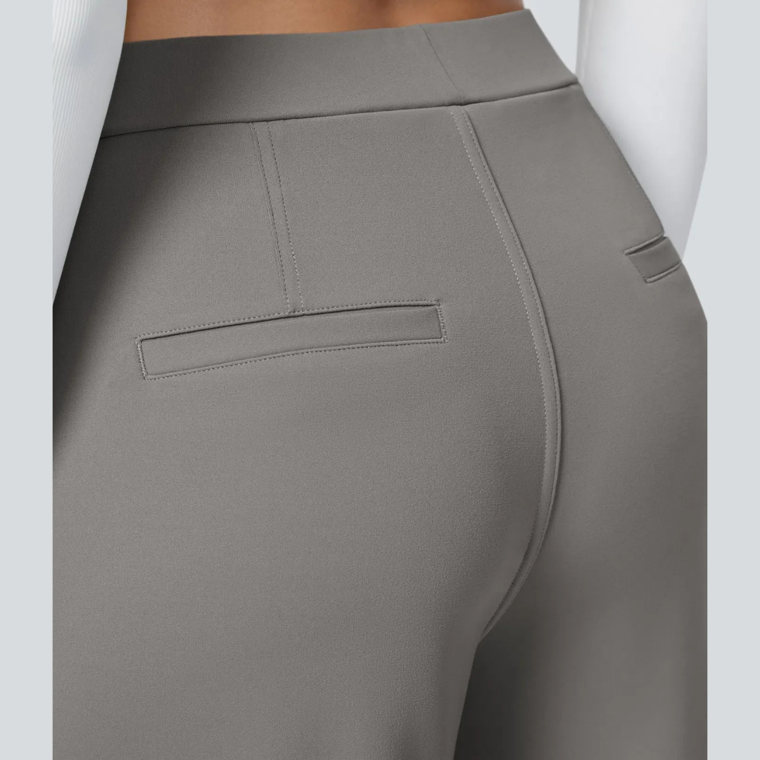 Damen Fließende Hose High Waist Regular Fit Freizeit Elegant