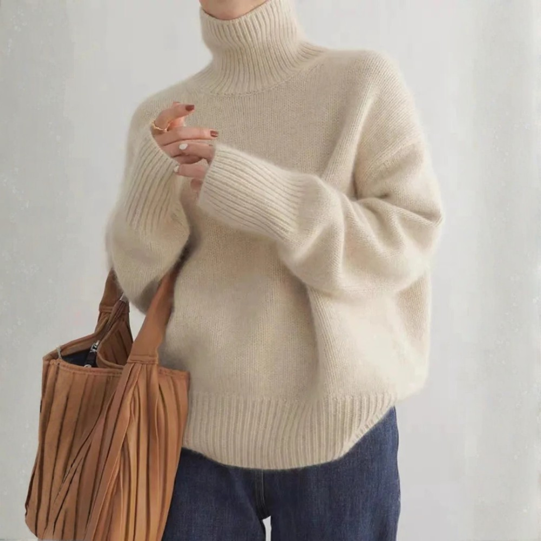 Damen Rollkragenpullover Relaxed Fit mit hohem Kragen