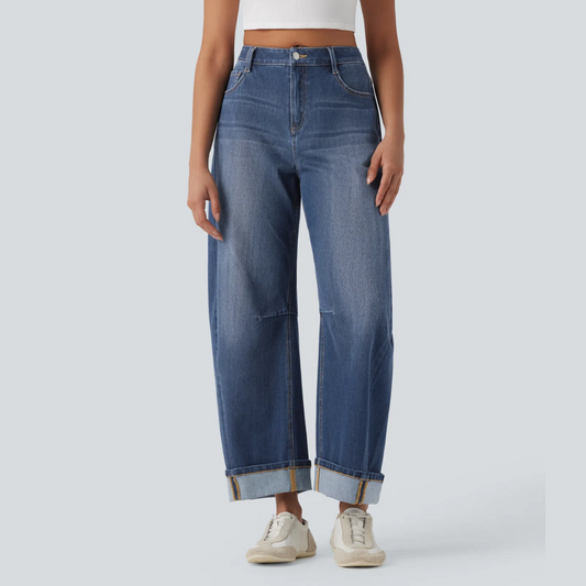 Damen Jeans Gerade Schnitt Mittelhohe Taille Casual