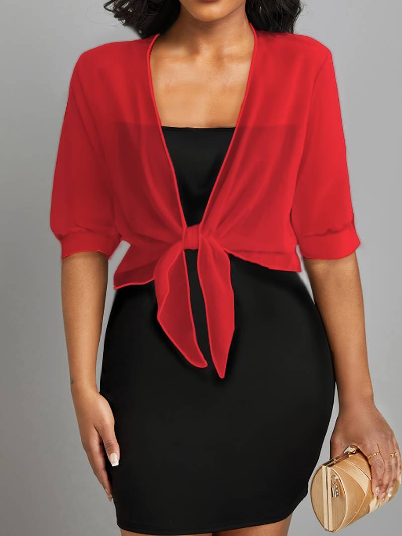 Damen Transparenter Cardigan Relaxed Fit mit Bindeband