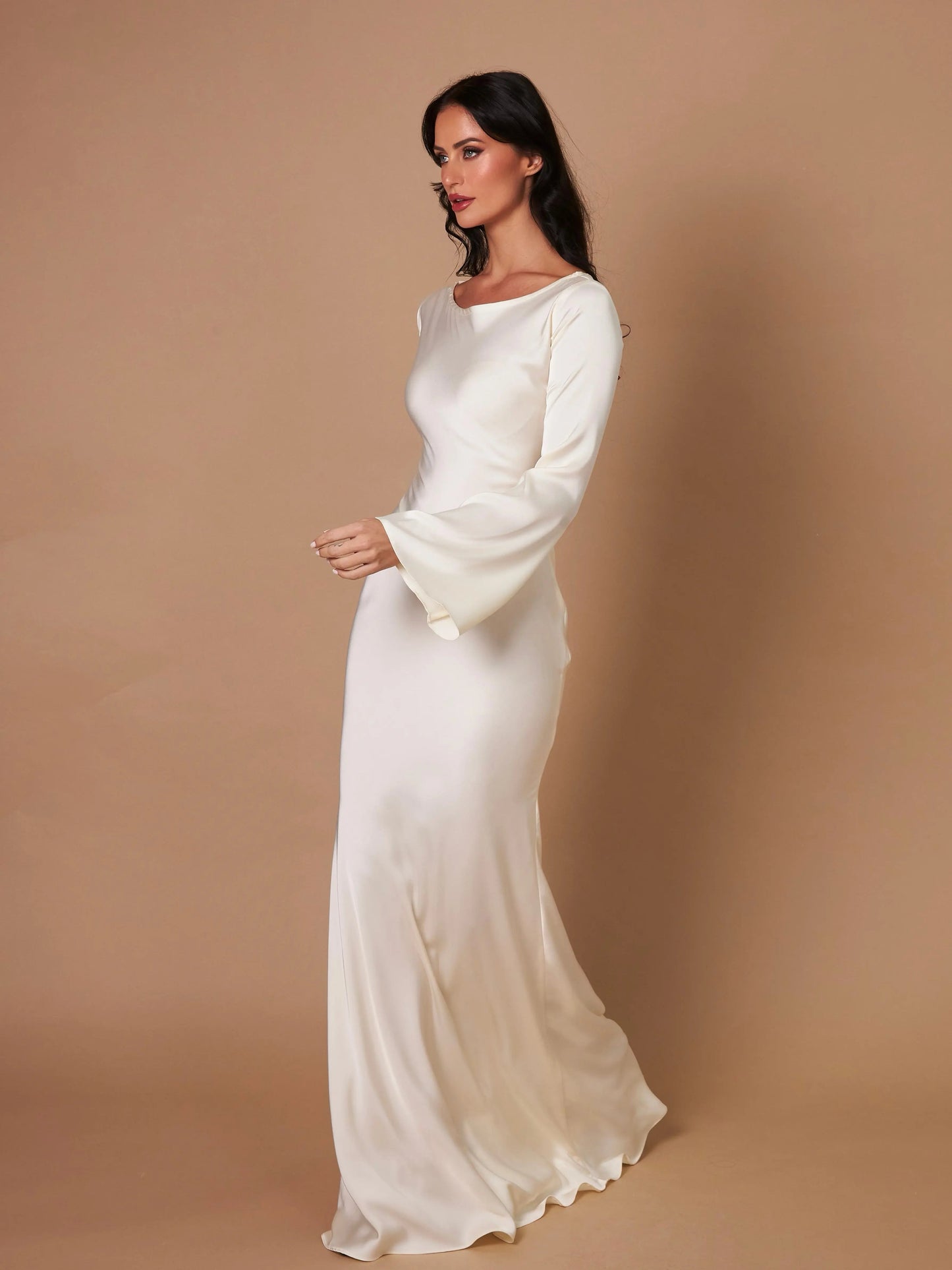 Elegantes Damen Abendkleid Maxikleid Figurbetont | Lange Ärmel & Luxuriöser Look
