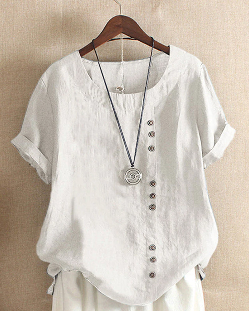 Damen Bluse Regular Fit Kurzarm Casual Elegant