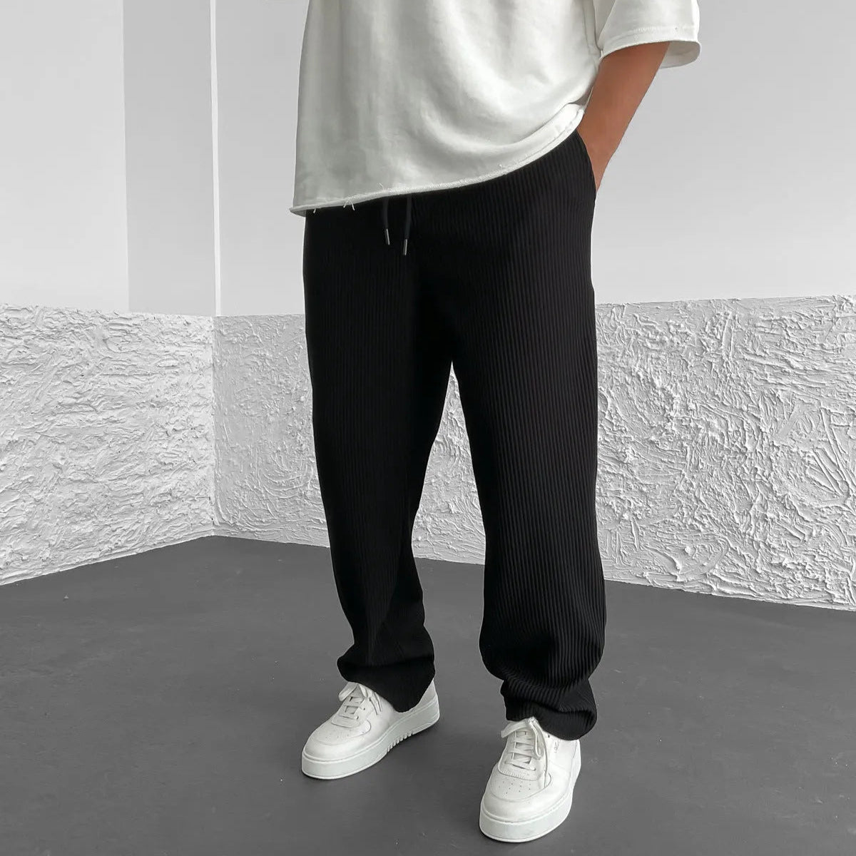 Herren Strickhose mit Kordelzugbund, entspannte Passform