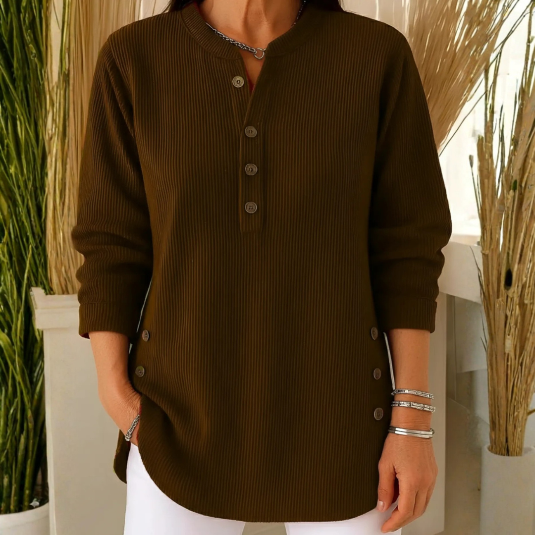 Damen Pullover Regular Fit Casual mit dekorativen Knöpfen