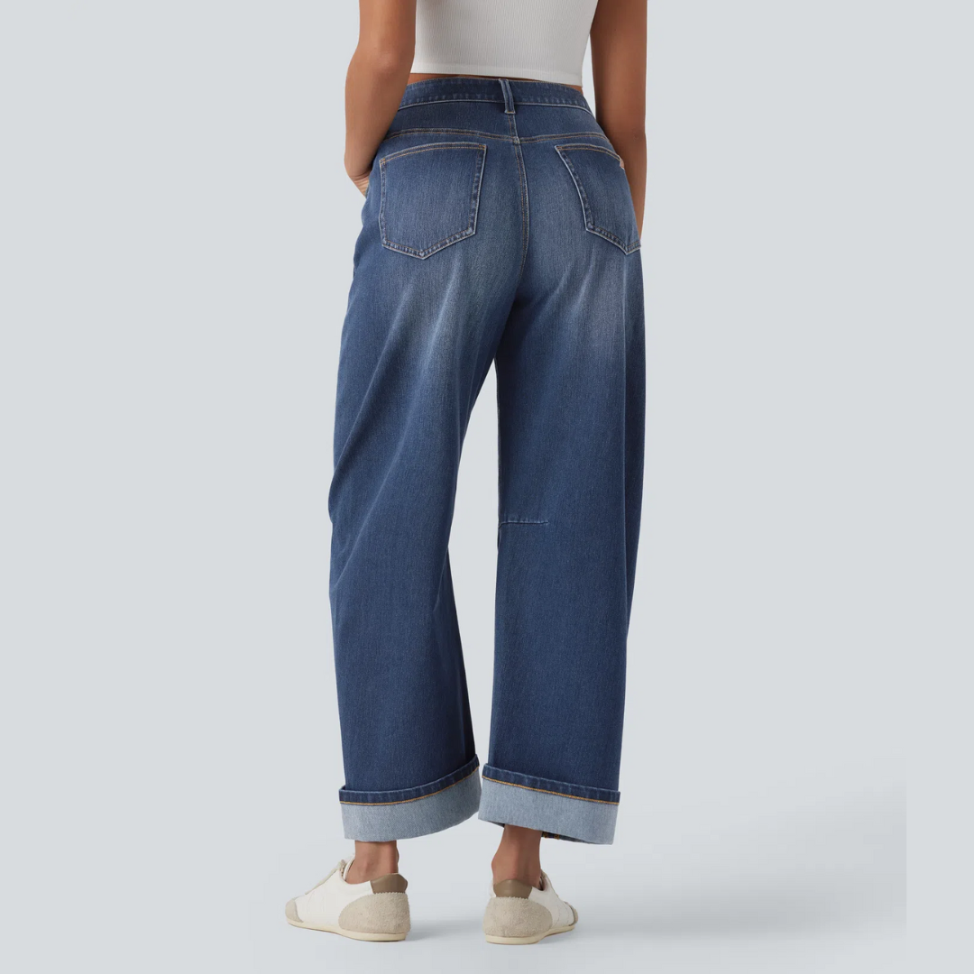 Damen Jeans Gerade Schnitt Mittelhohe Taille Casual