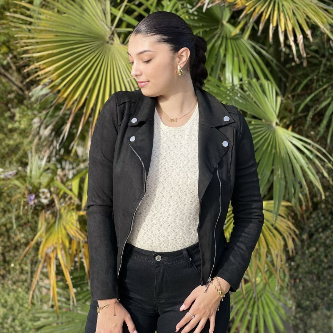 Damen Lederjacke Regular Fit Freizeit Elegant