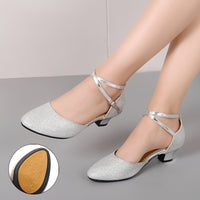 Damen Glitzersandalen Elegant Niedriger Absatz Sommerfest
