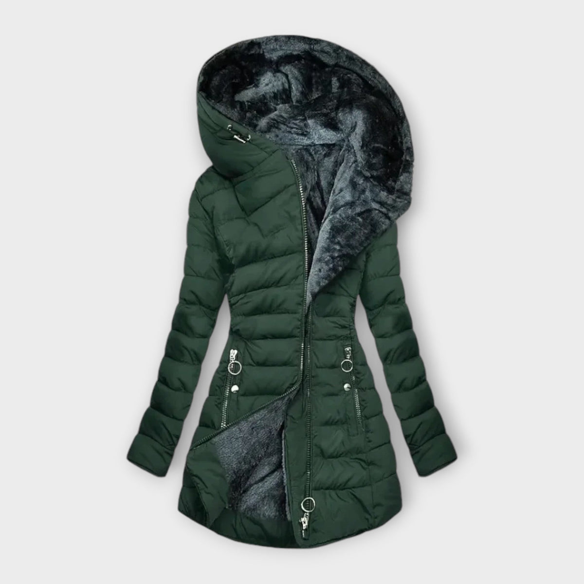 Damen Wintermantel Regular Fit Freizeit mit ökologischem Kunstfellfutter