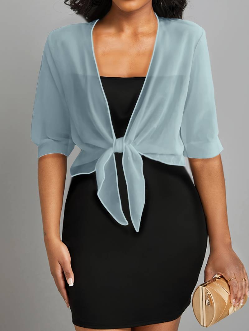 Damen Transparenter Cardigan Relaxed Fit mit Bindeband