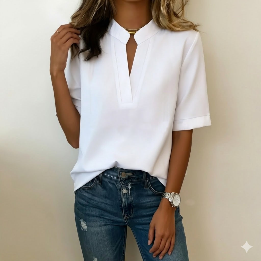 Damen Bluse Regular Fit Elegant mit raffiniertem Kragen