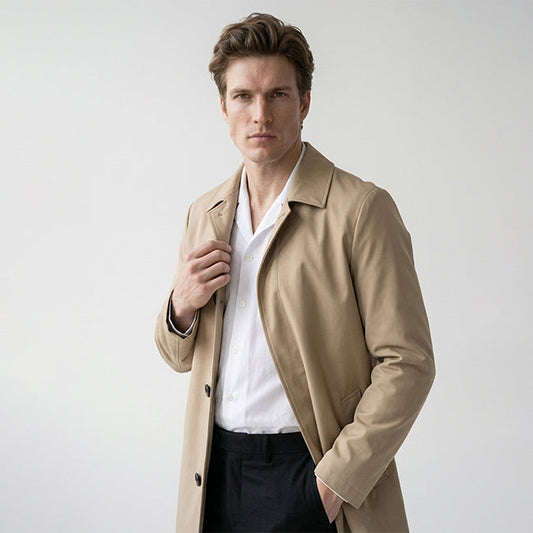 Herren Trenchcoat Regular Fit mit Reverskragen und mittellanger Länge