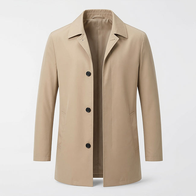 Herren Trenchcoat Regular Fit mit Reverskragen und mittellanger Länge