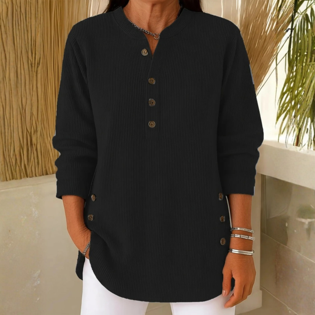 Damen Pullover Regular Fit Casual mit dekorativen Knöpfen