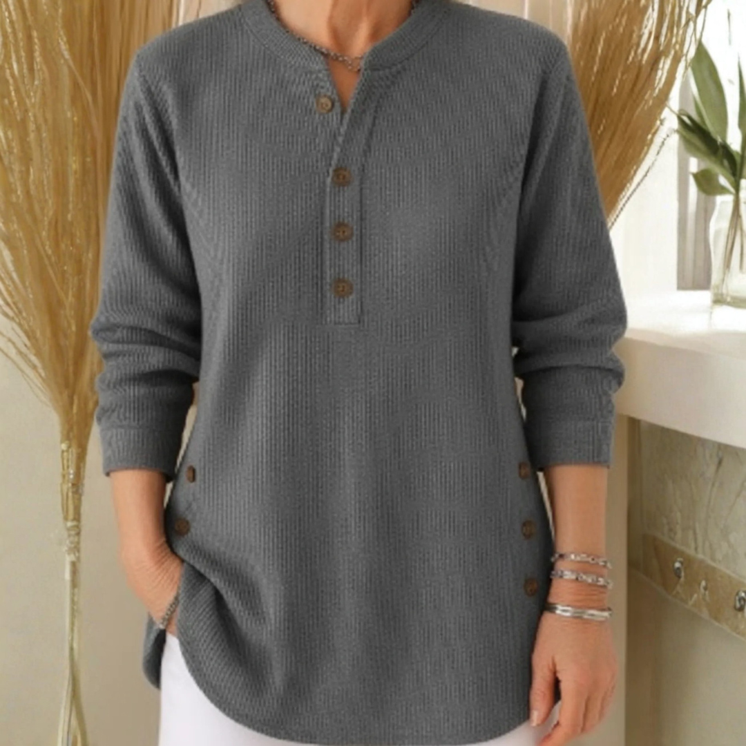 Damen Pullover Regular Fit Casual mit dekorativen Knöpfen