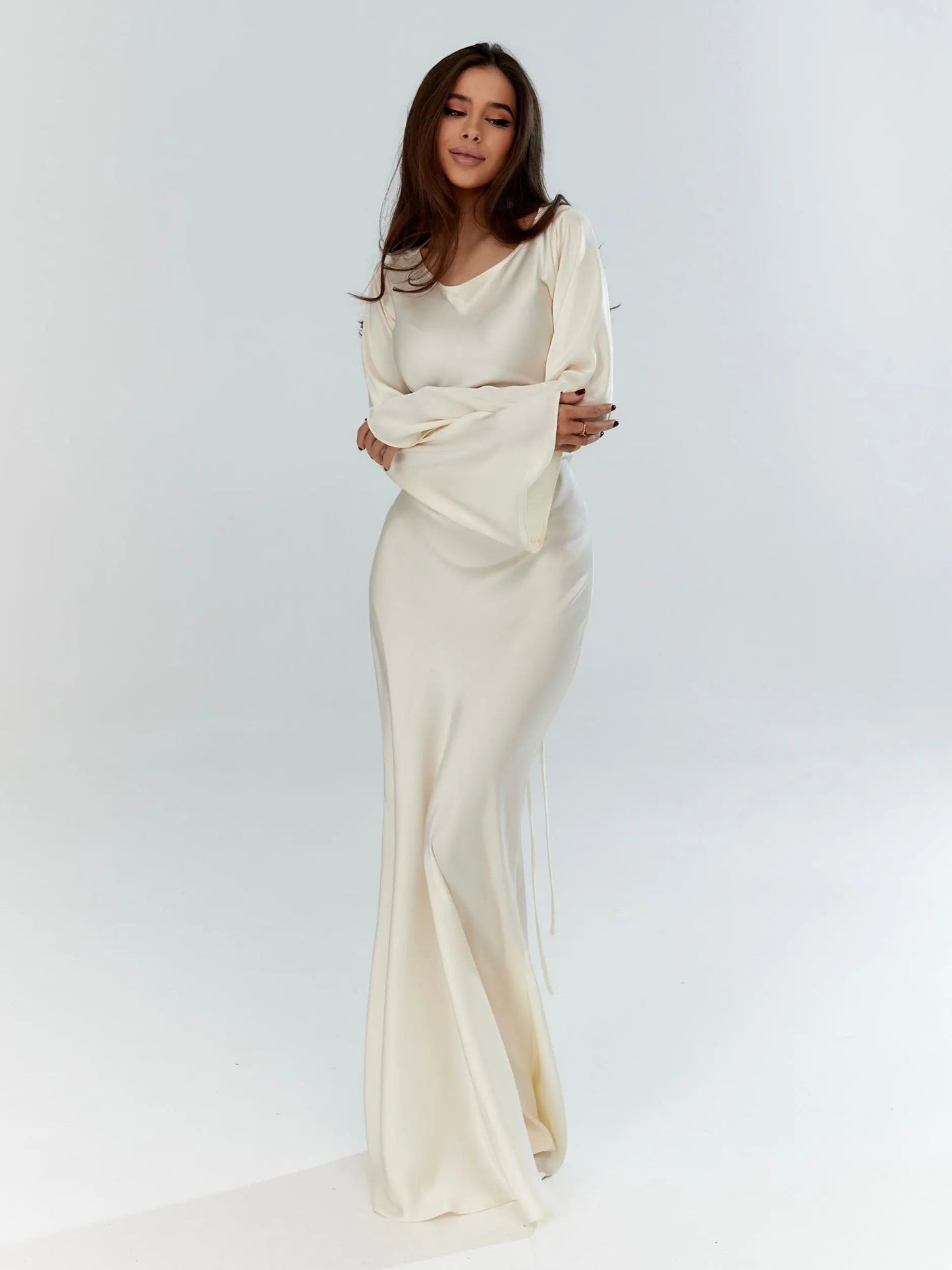 Elegantes Damen Abendkleid Maxikleid Figurbetont | Lange Ärmel & Luxuriöser Look