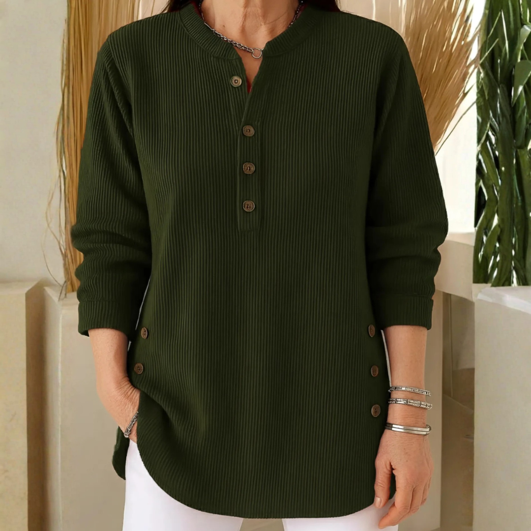Damen Pullover Regular Fit Casual mit dekorativen Knöpfen