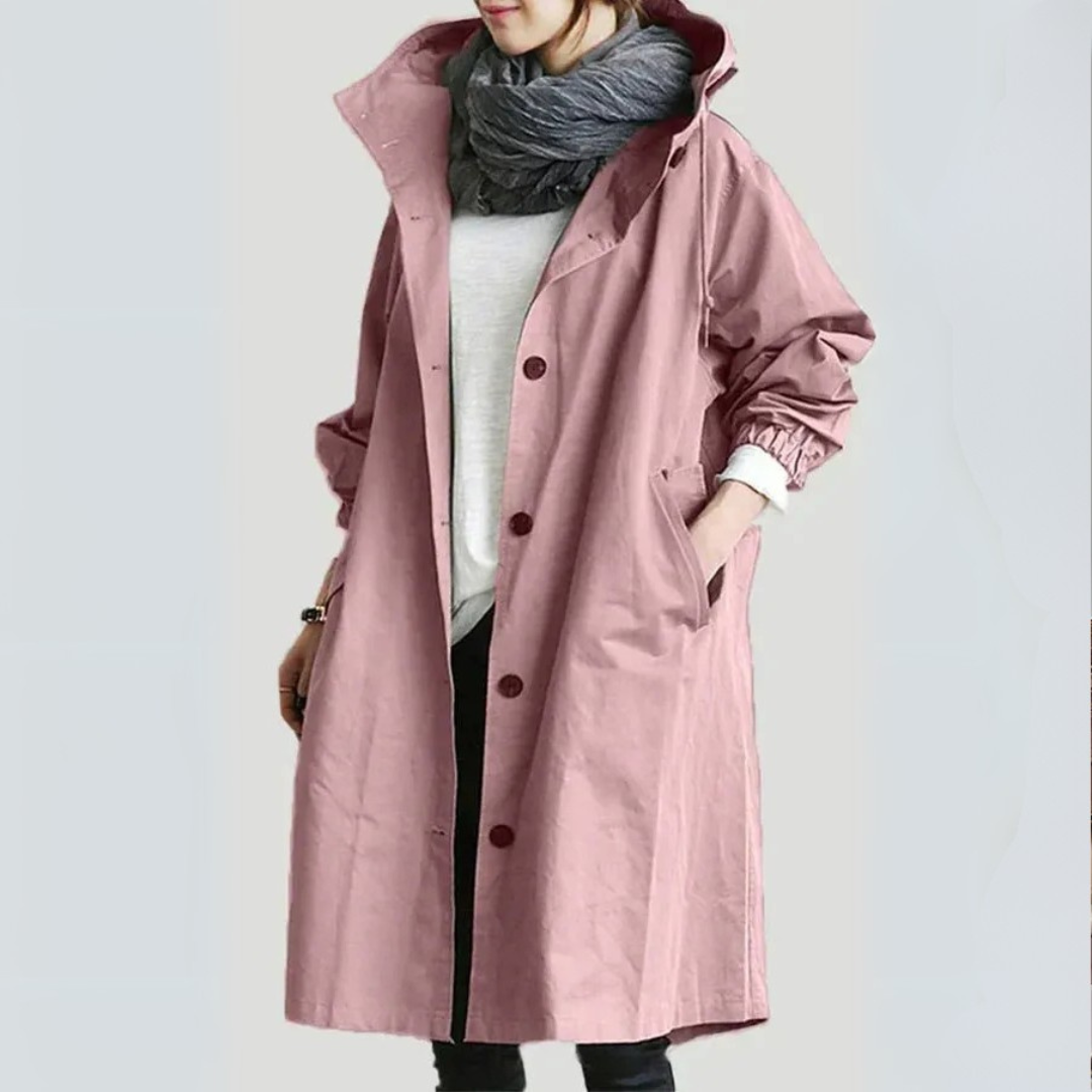 Damen Trenchcoat Lang Relaxed Fit Casual Elegant