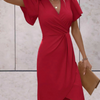 Sienna | Elegantes V-Ausschnitt Kleid mit Puffärmeln für Sommer, Büro & Alltag